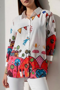 Vibrant Abstract Women’s Shirt - Navvi.in