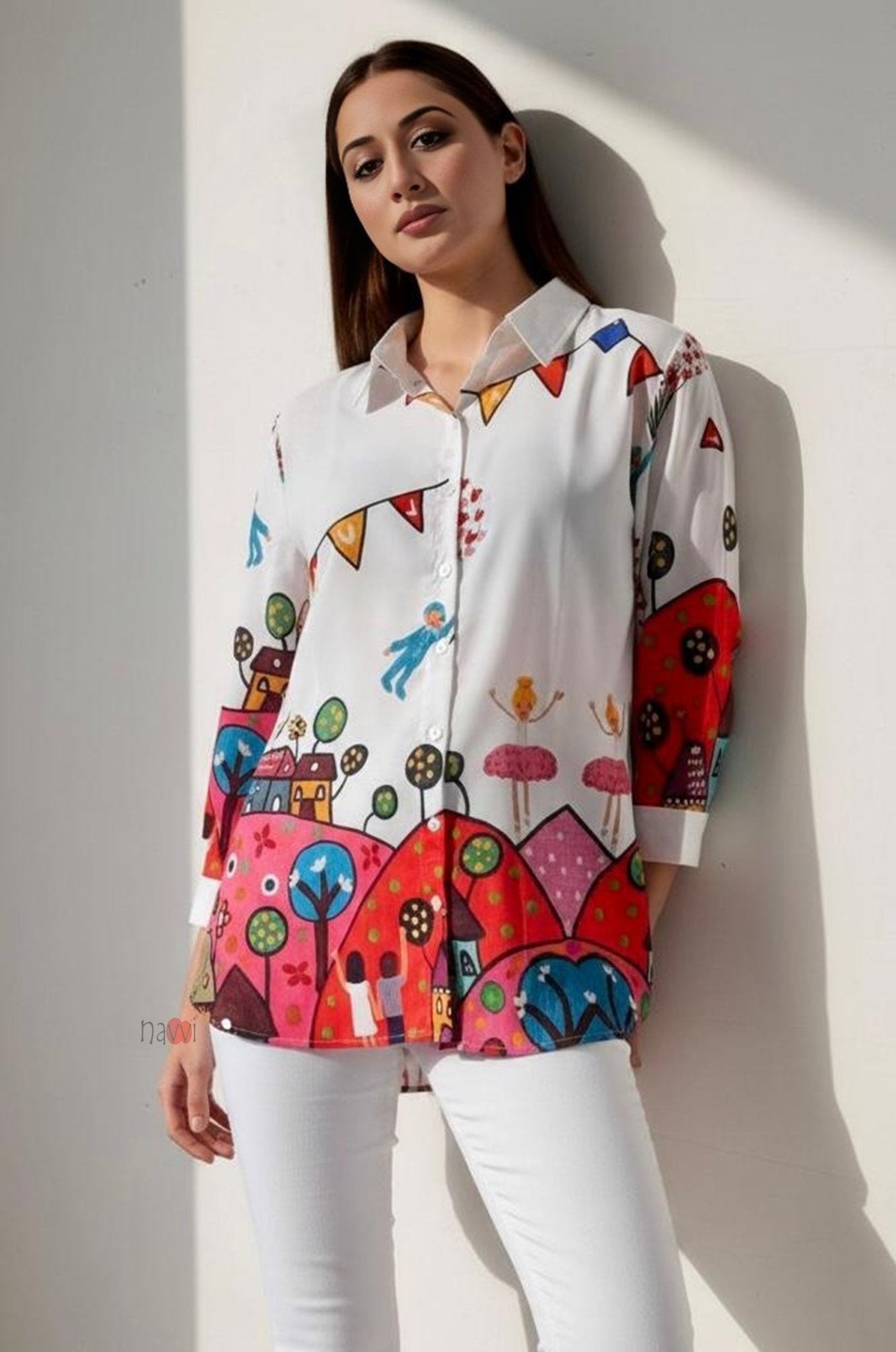 Vibrant Abstract Women’s Shirt - Navvi.in