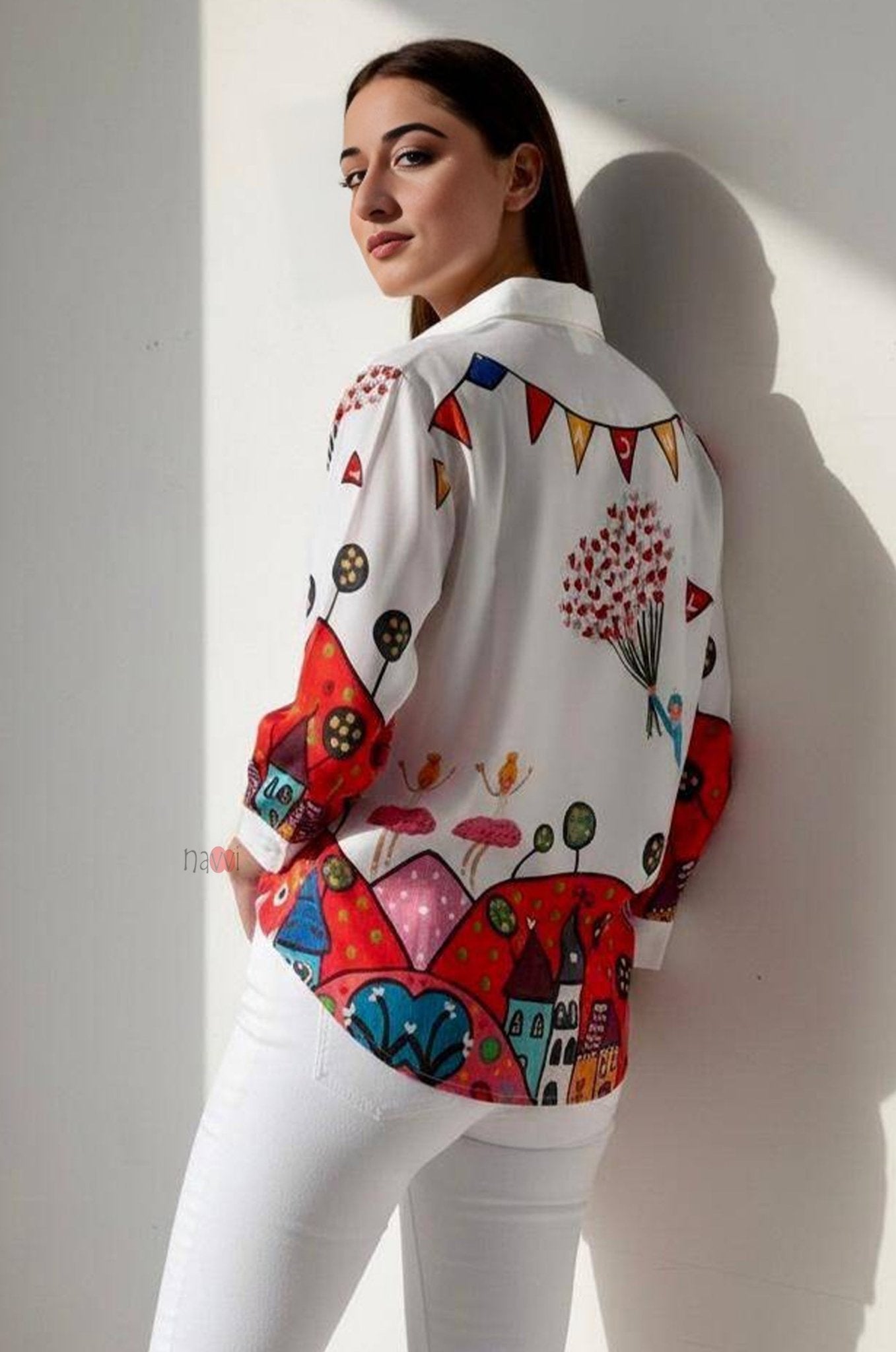 Vibrant Abstract Women’s Shirt - Navvi.in