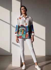 Vibrant Doodle Women’s Shirt - Navvi.in