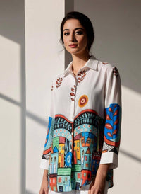 Vibrant Doodle Women’s Shirt - Navvi.in