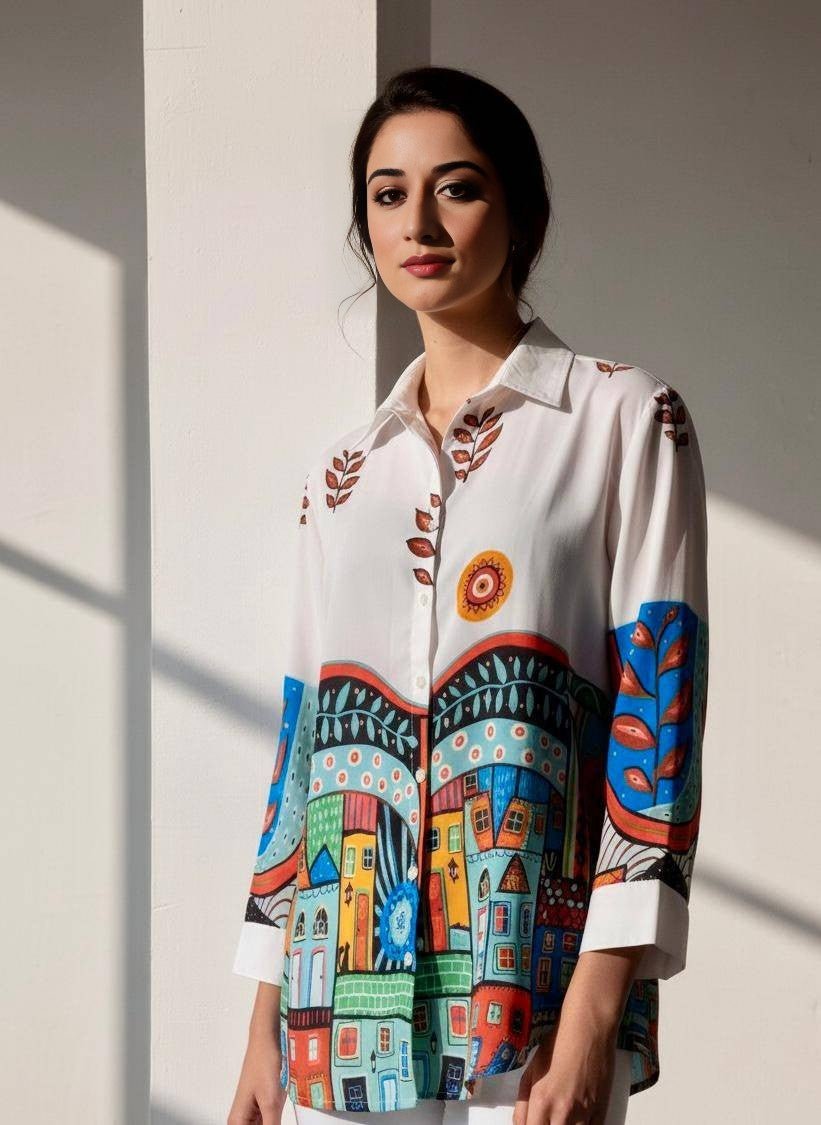 Vibrant Doodle Women’s Shirt - Navvi.in