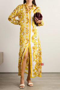Yellow and White Lounge Dress - Navvi.in