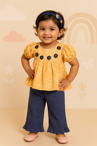 Yellow Top & Bottom Set for Girls - Navvi.in