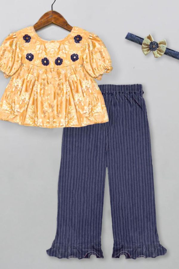 Yellow Top & Bottom Set for Girls - Navvi.in