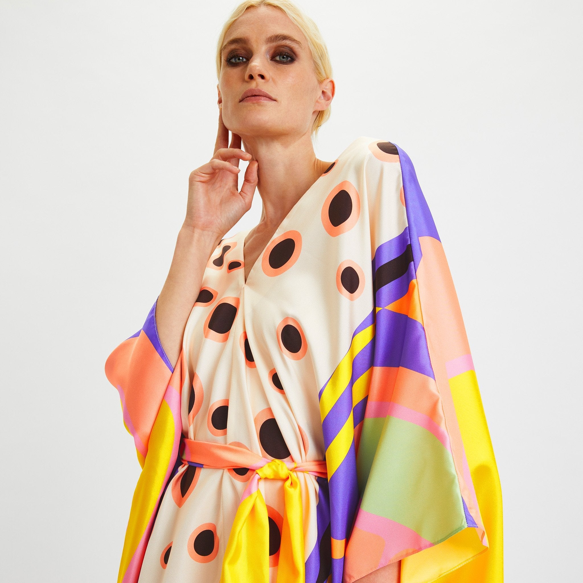 Butterfly Belted Kaftan Dress - Navvi.in