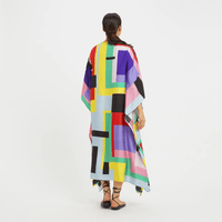 Colourblock Satin Silk Kaftan Dress - Navvi.in