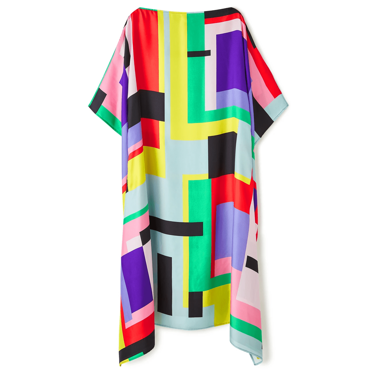 Colourblock Satin Silk Kaftan Dress - Navvi.in