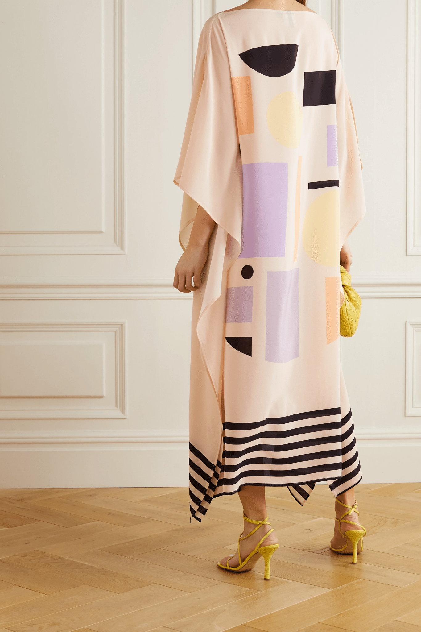 Marshmellow Silk Kaftan Dress - Navvi.in