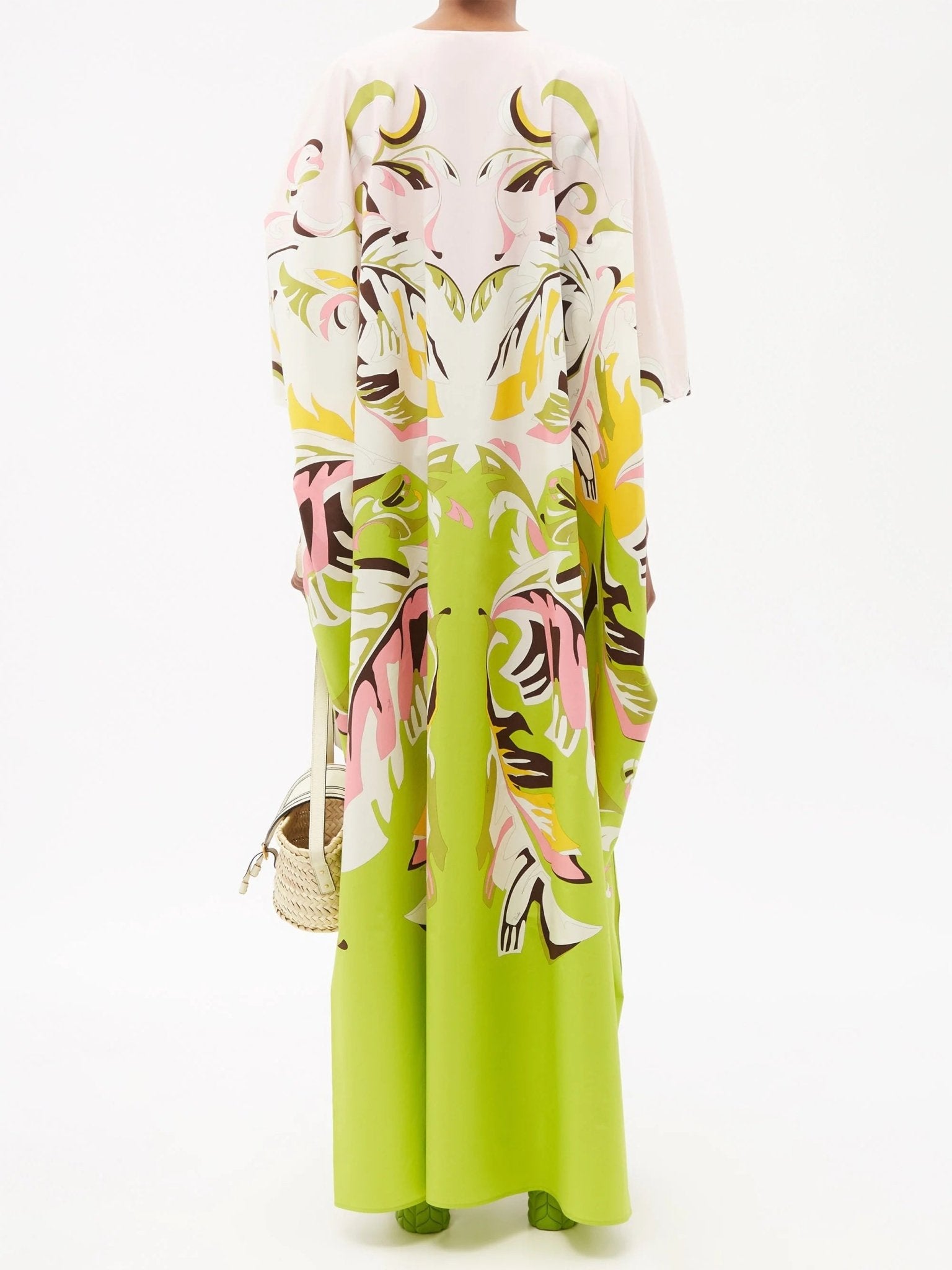 Moss Green Kaftan Dress - Navvi.in