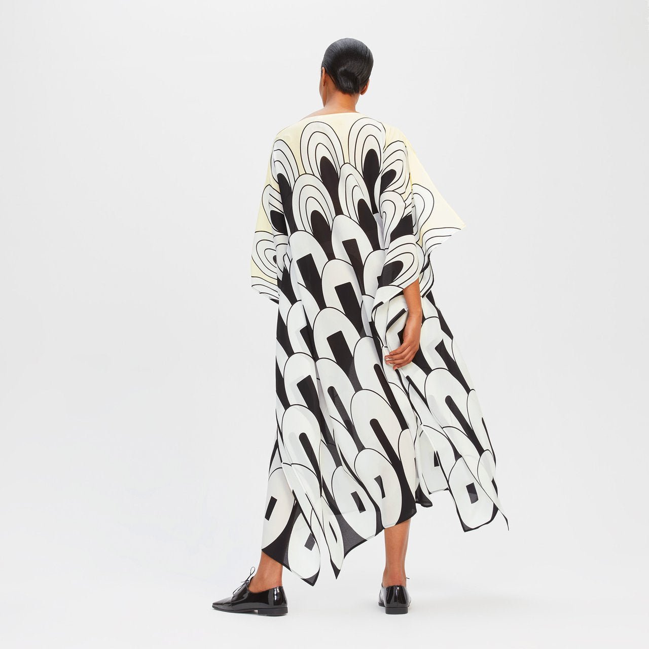 Mushroom Silk Crepe Kaftan Dress - Navvi.in