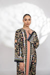 V-Neck Floral Print Long Kaftan Dress