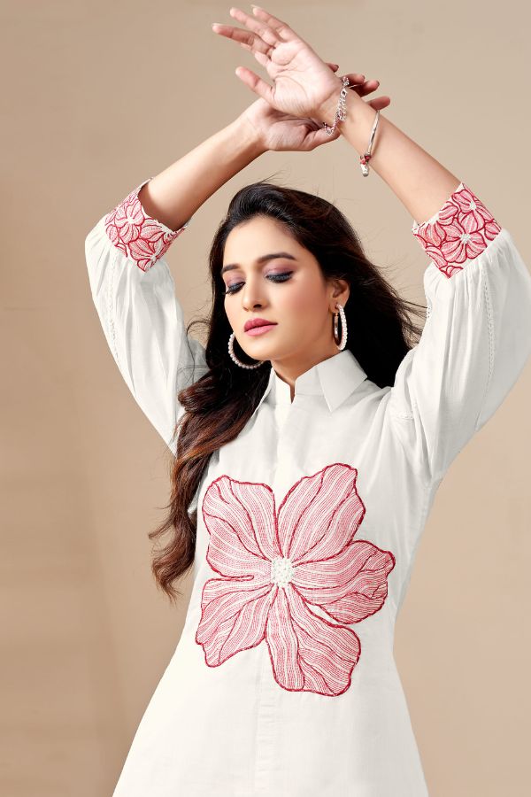 Flower Embroidery Co-ord Set