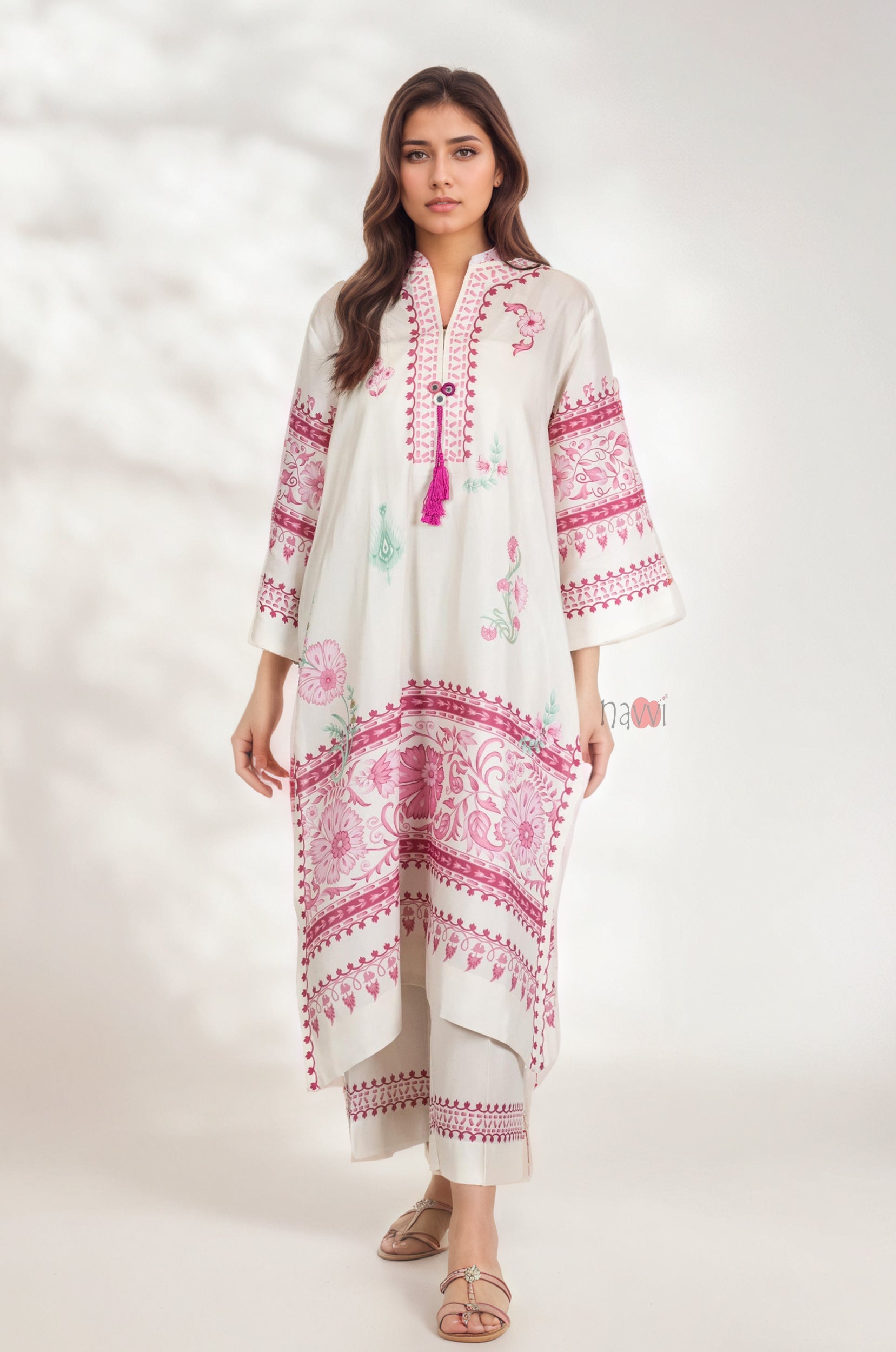 Sky Petals Printed Lawn Kurta Set