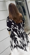 Black & White Abstract Printed Crepe Shirt Dress