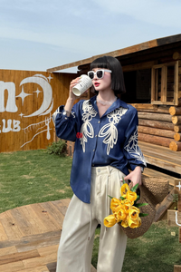 Blue Botanica – Statement Embroidered Shirt