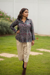 Boho Chic Printed Shirt & Wide-Leg Culotte Set