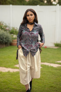 Boho Chic Printed Shirt & Wide-Leg Culotte Set