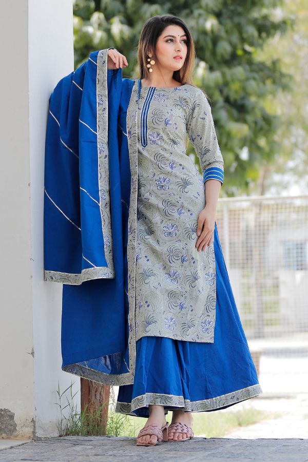 Leaf Green Hand Block Printed Kurta Set