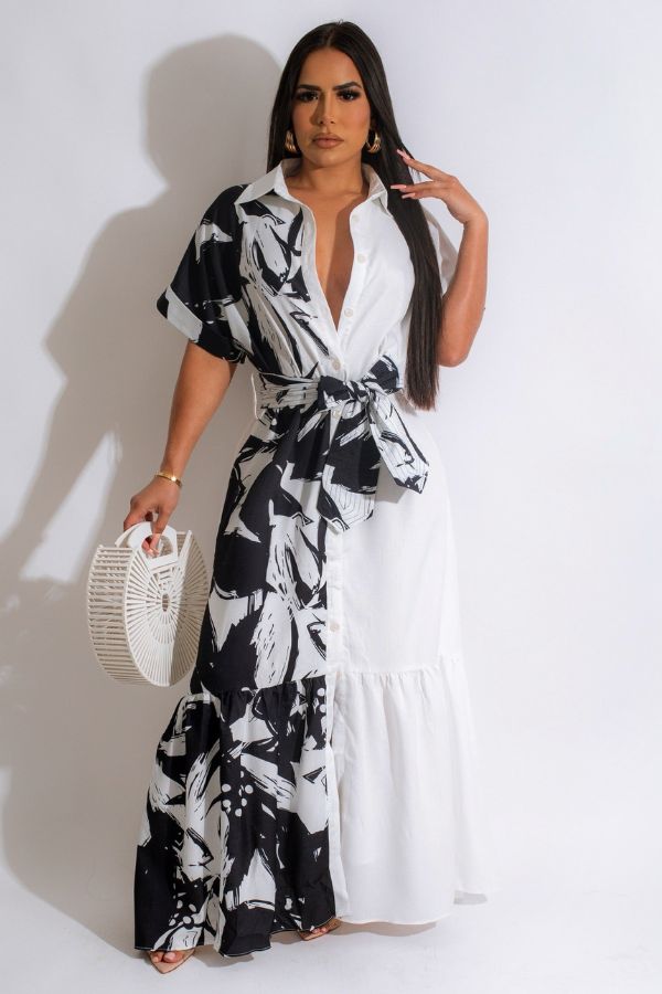 Black and white long dress online