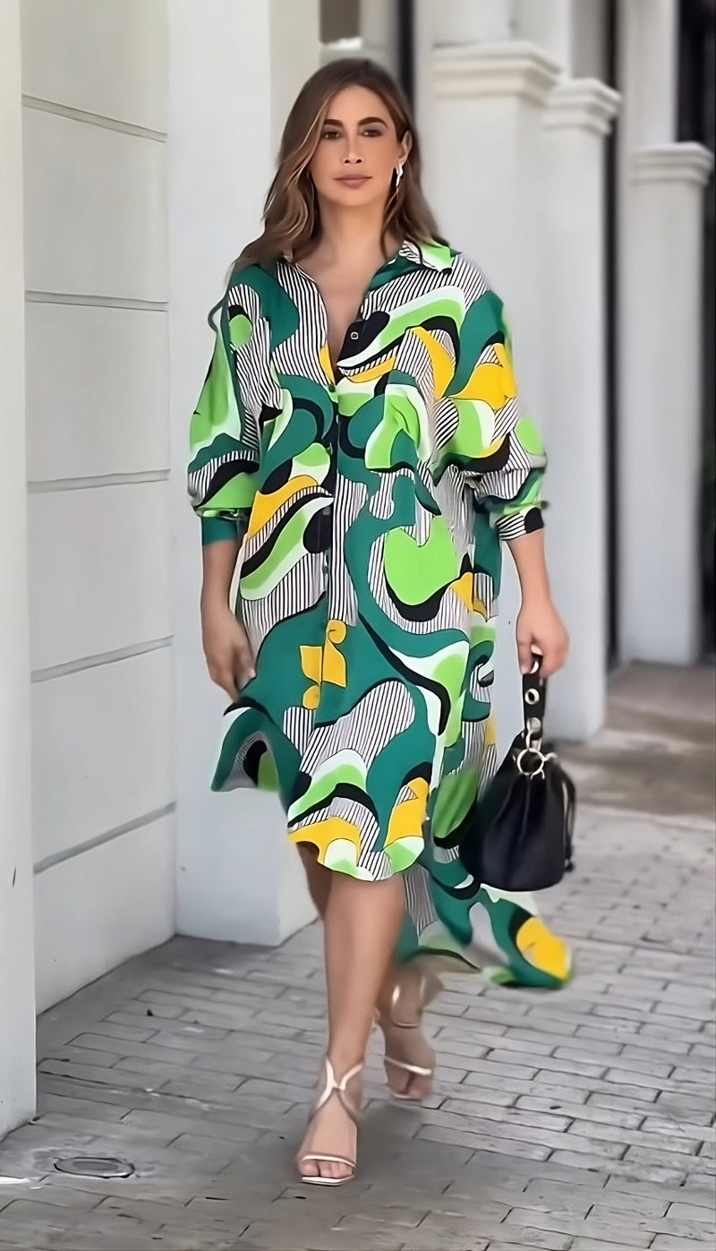 Illuminati Green Shirt Dress