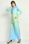 The Alia Set- Shaded Satin Co-ord Set (Green & Blue)