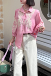Pink Aura – Chic Embroidered Shirt