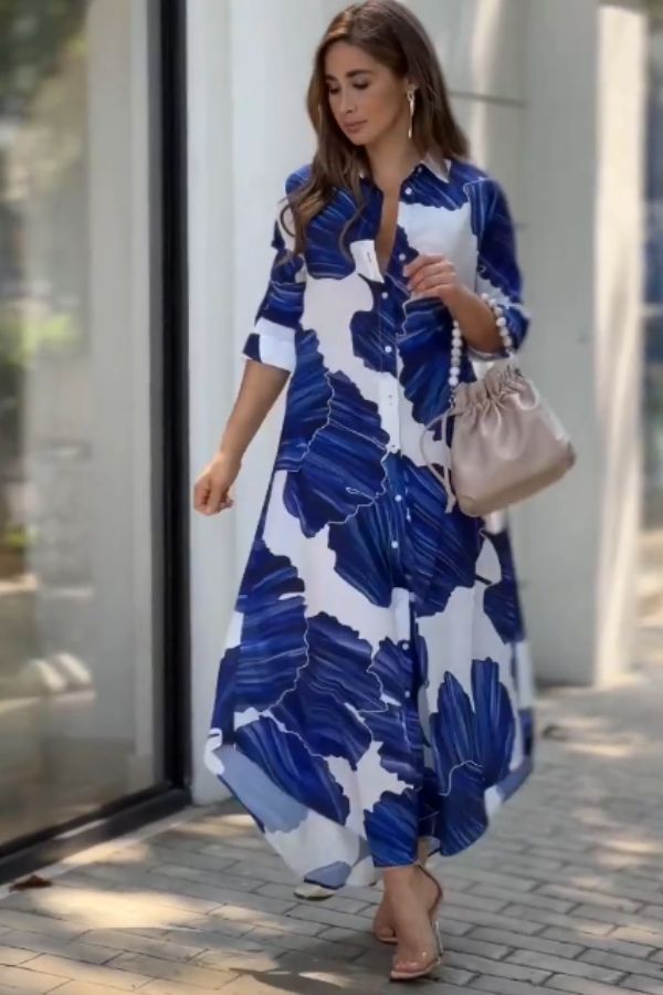 Blue & White Korean Long Shirt