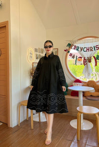 Bold Chic Embroidered Swing Shirt Dress