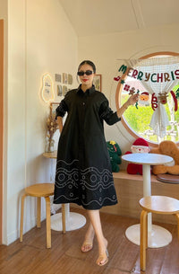 Bold Chic Embroidered Swing Shirt Dress