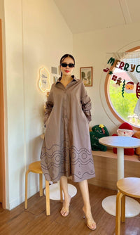 Bold Chic Embroidered Swing Shirt Dress