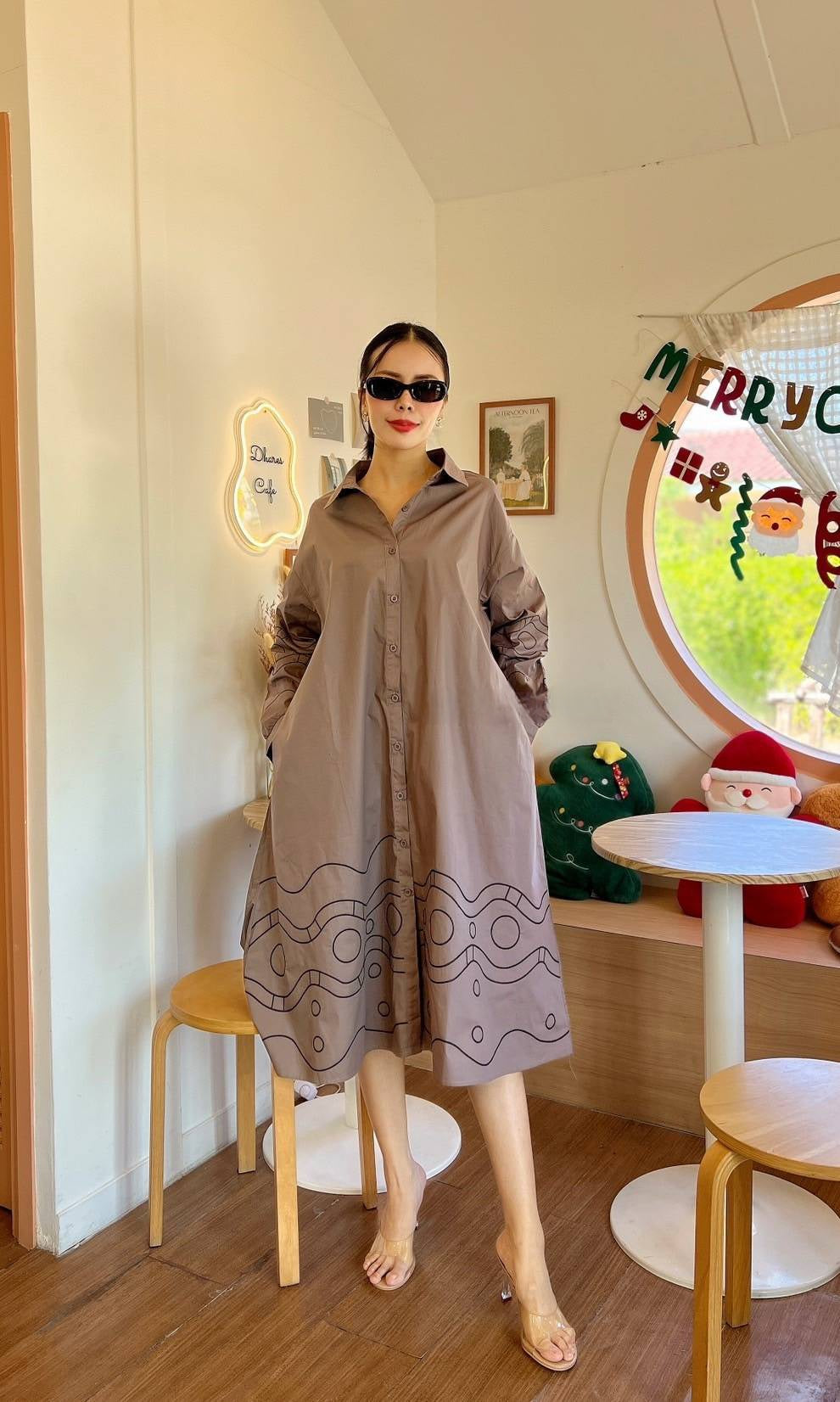 Bold Chic Embroidered Swing Shirt Dress