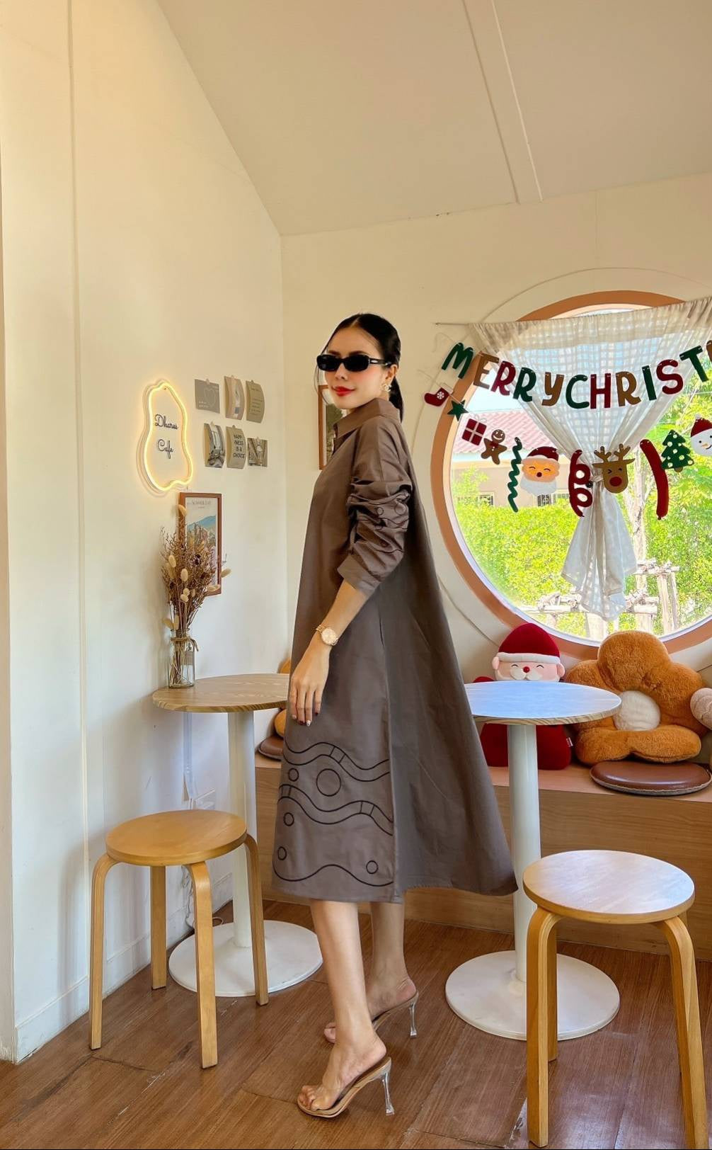 Bold Chic Embroidered Swing Shirt Dress