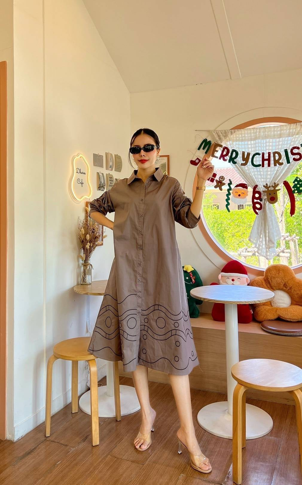 Bold Chic Embroidered Swing Shirt Dress