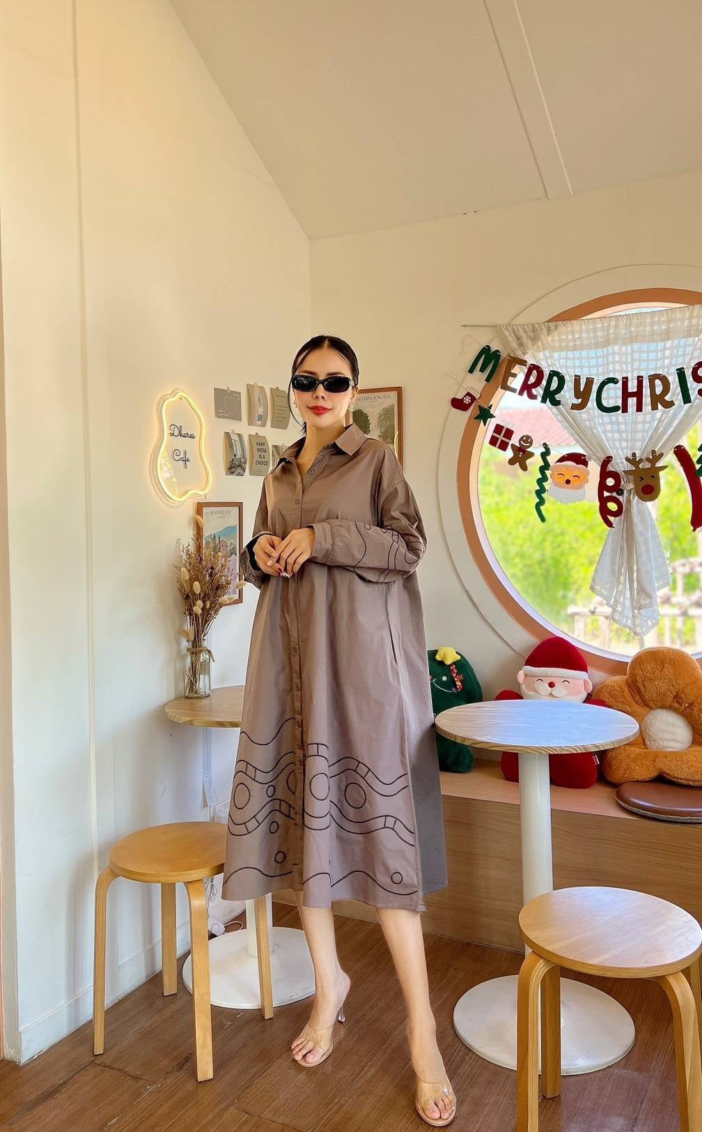 Bold Chic Embroidered Swing Shirt Dress