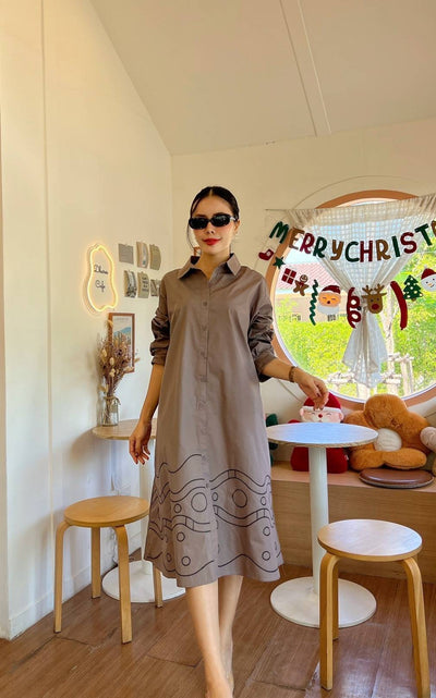 Bold Chic Embroidered Swing Shirt Dress