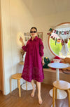 Magenta Embroidered Swing Shirt Dress