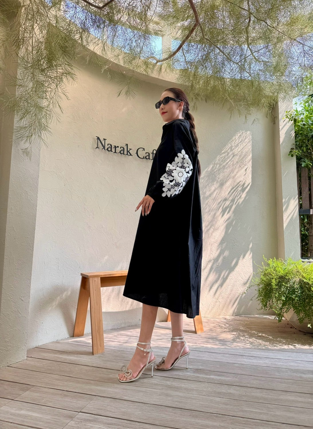 Chic A-Line Utility Shirt Dress with Floral Sleeves