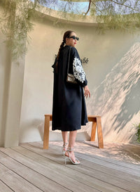 Chic A-Line Utility Shirt Dress with Floral Sleeves