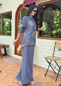 Dusty Rose Embroidered Shirt & Palazzo Co-Ord Set