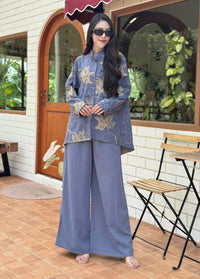 Dusty Rose Embroidered Shirt & Palazzo Co-Ord Set