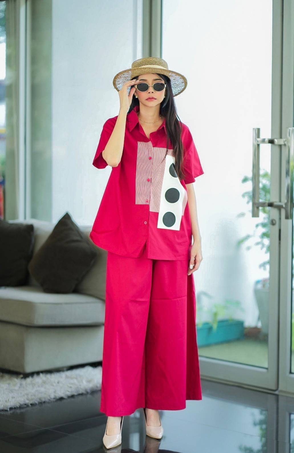 Red Statement Print Co-Ord Set