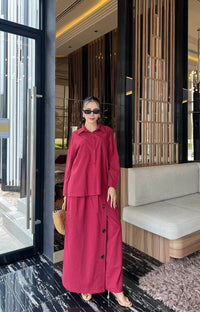 Linen Blend Shirt & Wide-Leg Co-Ord Set - Navvi.in
