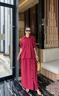Linen Blend Shirt & Wide-Leg Co-Ord Set - Navvi.in