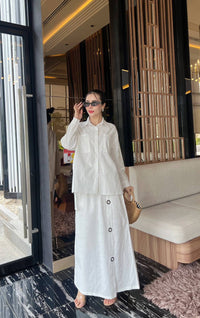 Women’s Solid Linen Blend Shirt & Wide-Leg Co-Ord Set