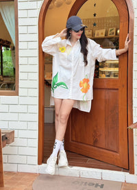 Floral Meadow Oversized Shirt Dress