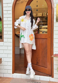 Floral Meadow Oversized Shirt Dress