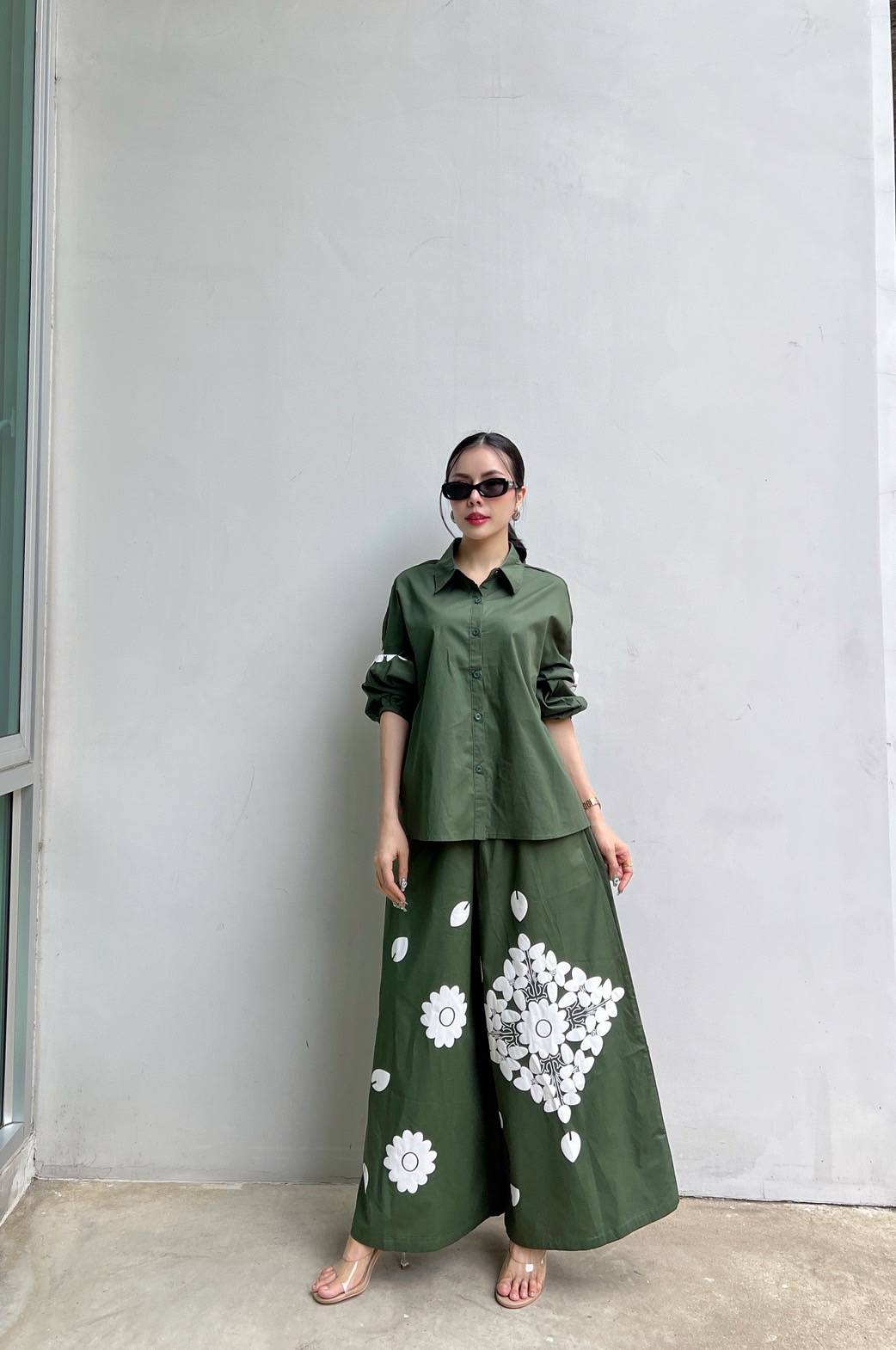 Monochrome Floral Statement Co-Ord Set for Women