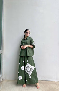 Monochrome Floral Statement Co-Ord Set for Women