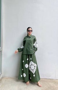 Monochrome Floral Statement Co-Ord Set for Women